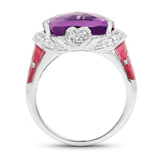 Load image into Gallery viewer, 8.86 Carat Genuine Amethyst &amp; White Topaz .925 Sterling Silver Ring
