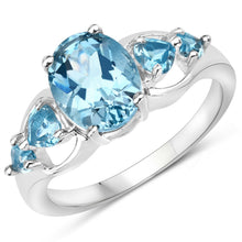 Load image into Gallery viewer, 3.37 Carat Genuine Swiss Blue Topaz .925 Sterling Silver Ring
