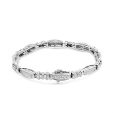 Load image into Gallery viewer, 14K White Gold 2.0 Cttw Channel-Set Alternating Baguette and Princess-Cut Diamond Link Bracelet (H-I Color, SI2-I1 Clarity) - Size 7

