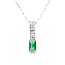 Load image into Gallery viewer, .06ct Created Emerald Fashion Pendants 10KT White Gold
