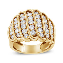Load image into Gallery viewer, 14K Yellow Gold Plated .925 Sterling Silver 2.00 Cttw Diamond Multi Row Band Ring (J-K Color, I1-I2 Clarity) - Ring Size 7
