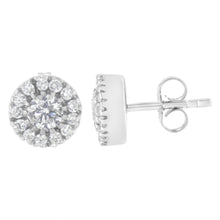 Load image into Gallery viewer, 14k White Gold 1 cttw Diamond Halo Stud Earrings (I-J Clarity, I1-I2 Color)
