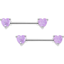 Load image into Gallery viewer, 14G Purple CZ Gem Heart Captive Ring Barbell Nipple Ring Set
