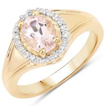 Load image into Gallery viewer, 1.30 Carat Genuine Morganite and White Topaz .925 Sterling Silver Ring
