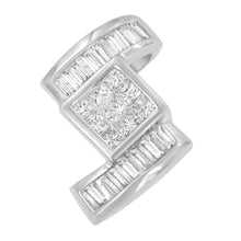 Load image into Gallery viewer, 14K White Gold 1 2/5 cttw Princess and Baguette Cut Diamond Zig Zag Pendant Necklace (H-I, SI1-SI2)
