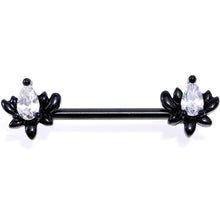 将图片加载到图库查看器，White Gem Black Anodized Fiery Flame Barbell Nipple Ring Set
