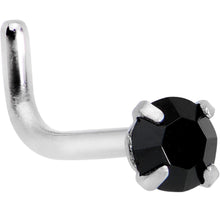 Load image into Gallery viewer, 18G 1/4 Black 3mm CZ Gem Steel L-Shape Nose Ring

