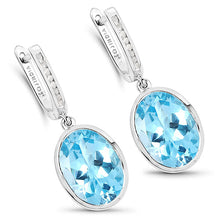Load image into Gallery viewer, 15.13 Carat Genuine Blue Topaz and White Diamond .925 Sterling Silver Earrings
