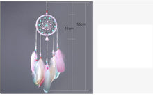 将图片加载到图库查看器，Decoration Home Dream Catchers Hanging Wall Decor Art Pendant Handmade Traditional White Cloud Dream Catcher With Led String Lights Wall Hanging Kids Room Decor Nursery Wall Art Ornament Decor Craft Gift Cute Wind Chimes National Feather Kids Girls
