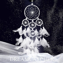 将图片加载到图库查看器，Decoration Home Dream Catchers Hanging Wall Decor Art Pendant Handmade Traditional White Cloud Dream Catcher With Led String Lights Wall Hanging Kids Room Decor Nursery Wall Art Ornament Decor Craft Gift Cute Wind Chimes National Feather Kids Girls
