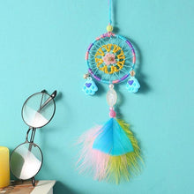 将图片加载到图库查看器，Decoration Home Dream Catchers Hanging Wall Decor Art Pendant Handmade Traditional White Cloud Dream Catcher With Led String Lights Wall Hanging Kids Room Decor Nursery Wall Art Ornament Decor Craft Gift Cute Wind Chimes National Feather Kids Girls
