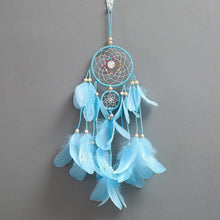 将图片加载到图库查看器，Decoration Home Dream Catchers Hanging Wall Decor Art Pendant Handmade Traditional White Cloud Dream Catcher With Led String Lights Wall Hanging Kids Room Decor Nursery Wall Art Ornament Decor Craft Gift Cute Wind Chimes National Feather Kids Girls

