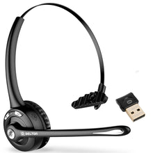 Load image into Gallery viewer, Delton 10X Bluetooth Computer Headset, Over-the-Head Single Ear Wireless Headphone with USB Dongle
