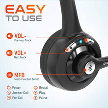Load image into Gallery viewer, Delton 10X Bluetooth Computer Headset, Over the Head Single Ear Wireless Headset
