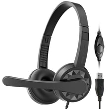Load image into Gallery viewer, Delton 12Y USB Computer Headset with Microphone Noise Isolating Headphones In-Line Volume Control
