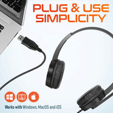 Load image into Gallery viewer, Delton 12Y USB Computer Headset with Microphone Noise Isolating Headphones In-Line Volume Control

