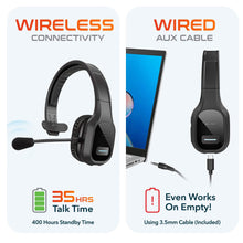 Load image into Gallery viewer, Delton 20X Wireless Computer Headset with USB Dongle and Hook, Trucker Bluetooth Headphone with Noise Canceling Mic
