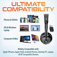 Load image into Gallery viewer, Delton 30X Bluetooth Computer Headset with Noise Canceling Mic, HiFi Stereo Sound, Headset Stand &amp; Auto Pair USB Dongle for PC, Laptop, MacBook &amp; Compatible with MS Team, Google Meet and More - Black
