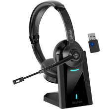 将图片加载到图库查看器，Delton 35X Bluetooth Computer Headset Wireless Headphone with Noise Cancelling Mic, Fast Charging Dock, Auto Pair USB Dongle
