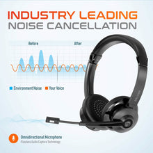 将图片加载到图库查看器，Delton 35X Bluetooth Computer Headset Wireless Headphone with Noise Cancelling Mic, Fast Charging Dock, Auto Pair USB Dongle
