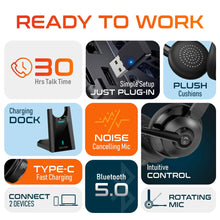 将图片加载到图库查看器，Delton 35X Bluetooth Computer Headset Wireless Headphone with Noise Cancelling Mic, Fast Charging Dock, Auto Pair USB Dongle
