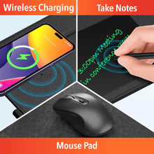 Load image into Gallery viewer, Delton D101 Wireless Charging Mouse Pad with Foldable Phone Stand &amp; Writing Pad, Non-Slip Desk Mouse Mat 15W Wireless Charging Pad Qi Enabled Devices
