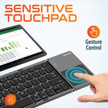 Load image into Gallery viewer, Delton F75 Bluetooth Keyboard with Sensitive Touchpad, Portable &amp; Folding Design, Rechargeable Wireless Keyboard, Compatible with PC/Laptop, iMac, Tablets, Smartphones and More - Black
