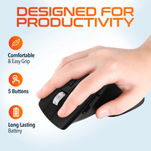 将图片加载到图库查看器，Delton G18 Ergonomic Wireless Keyboard and Mouse, Split Keyboard with Wrist Support &amp; Ergonomic Wireless Mouse, 2.4G Auto Pair USB Dongle for Computer, Laptop, Mac, Chromebook &amp; Tablets - Black
