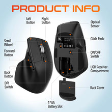 将图片加载到图库查看器，Delton G18 Ergonomic Wireless Keyboard and Mouse, Split Keyboard with Wrist Support &amp; Ergonomic Wireless Mouse, 2.4G Auto Pair USB Dongle for Computer, Laptop, Mac, Chromebook &amp; Tablets - Black
