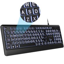 将图片加载到图库查看器，Delton KB20 Large Print USB Wired Lighted 104 Keys Keyboard
