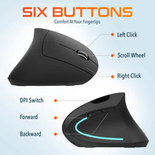 Load image into Gallery viewer, Delton S12 Ergonomic Vertical Wireless Mouse 2.4GHz USB Dongle Battery Operated

