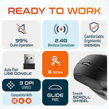 将图片加载到图库查看器，Delton S12Pro Ergonomic Wireless Mouse Vertical Computer Mouse Wireless with Auto Pair USB Dongle
