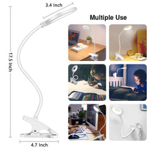 Load image into Gallery viewer, Desk Lamp Touch Clip Study Light Gooseneck Desktop USB Rechargeable Bedroom Lamp Bedside Bedside Desk Clip-on Table Lamp Decorative Table Lamp Cute Study Lamps for Bedroom Décor
