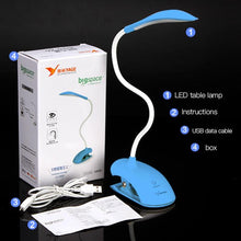 Load image into Gallery viewer, Desk Lamp USB Led Table Lamp 14 LED Table Lamp with Clip Bed Reading Book Light LED Desk Lamp Table Touch 3 Modes Blue Decorative Table Lamp Cute Study Lamps for Bedroom Décor
