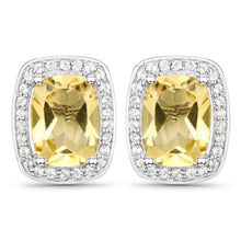Load image into Gallery viewer, 2.81 Carat Genuine Citrine and White Topaz .925 Sterling Silver Earrings
