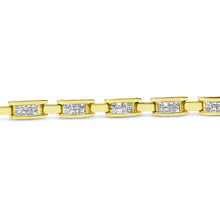 Load image into Gallery viewer, 10K Yellow Gold 2.0 Cttw Invisible-Set Princess Cut Diamond Rectangular Link Bracelet (I-J Color, SI2-I1 Clarity) - 7"
