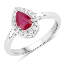 Load image into Gallery viewer, 0.92 Carat Genuine Ruby and White Diamond 14K White Gold Ring
