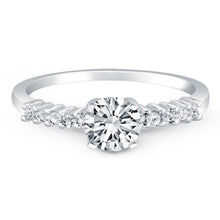 将图片加载到图库查看器，14k White Gold Shared Prong Accent Diamond Engagement Ring
