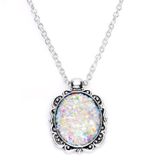 Load image into Gallery viewer, Handcrafted White Faux Opal Splash Silver Plated Chain Necklace
