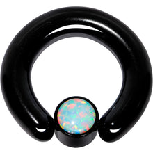 Load image into Gallery viewer, 4G 9/16 White Faux Opal 7mm Disc Black IP BCR Captive Ring
