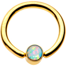 Load image into Gallery viewer, 16G 5/16 White Faux Opal 3mm Disc Gold IP BCR Captive Ring
