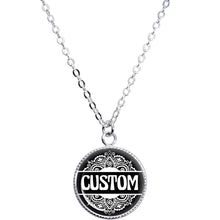 将图片加载到图库查看器，Custom Black Mandala Personalized Name Silver Plated Chain Necklace
