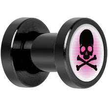 Load image into Gallery viewer, Pink Black Skull Black Anodized Screw Fit Plug Set 4G
