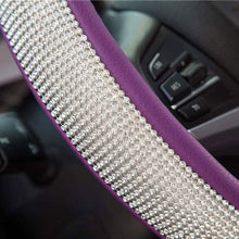Load image into Gallery viewer, Diamond Leather Steering Wheel Cover with Bling Bling Crystal Rhinestones
