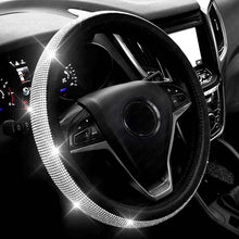 Load image into Gallery viewer, Diamond Leather Steering Wheel Cover with Bling Bling Crystal Rhinestones

