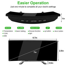 Load image into Gallery viewer, Digital Alarm Clock Desk Table Clock  3 Alarm Sounds Adjustable Volume Easy Digital Alarm Clock for Kids and Adults Compact Desk &amp; Shelf Clocks for Bedroom Curved LED Screen Alarm Clocks For Kid Bedroom Temperature Snooze Function Home Decor Watch
