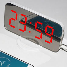 Load image into Gallery viewer, Digital Alarm Clock Desk Table Clock  3 Alarm Sounds Adjustable Volume Easy Digital Alarm Clock for Kids and Adults Compact Desk &amp; Shelf Clocks for Bedroom Curved LED Screen Alarm Clocks For Kid Bedroom Temperature Snooze Function Home Decor Watch
