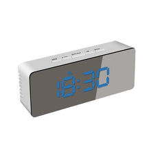 Load image into Gallery viewer, Digital Alarm Clock Desk Table Clock  3 Alarm Sounds Adjustable Volume Easy Digital Alarm Clock for Kids and Adults Compact Desk &amp; Shelf Clocks for Bedroom Curved LED Screen Alarm Clocks For Kid Bedroom Temperature Snooze Function Home Decor Watch
