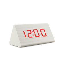 Load image into Gallery viewer, Digital Clock LED Wooden Alarm Clock Digital Alarm Clock with Wooden Electronic LED Time Display 3 Alarm Settings Humidity &amp; Temperature Detect Wood Made Electric Clocks Table Sound Control Electronic Clocks Desktop USB/AAA Powered Home Table Decor
