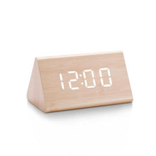 Load image into Gallery viewer, Digital Clock LED Wooden Alarm Clock Digital Alarm Clock with Wooden Electronic LED Time Display 3 Alarm Settings Humidity &amp; Temperature Detect Wood Made Electric Clocks Table Sound Control Electronic Clocks Desktop USB/AAA Powered Home Table Decor
